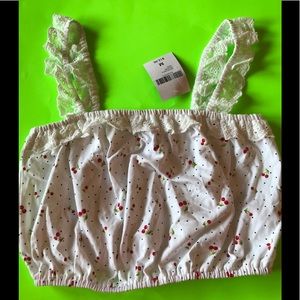 FOREVER 21 CROP TOP WHITE/ROSE/CHERRY